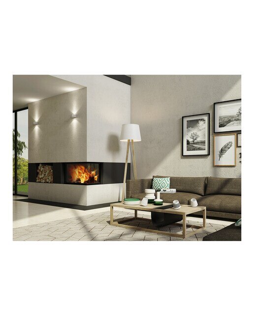 Chimenea Leña Heat E2G81/40 Esquinera Derecha Negro / Gris-4