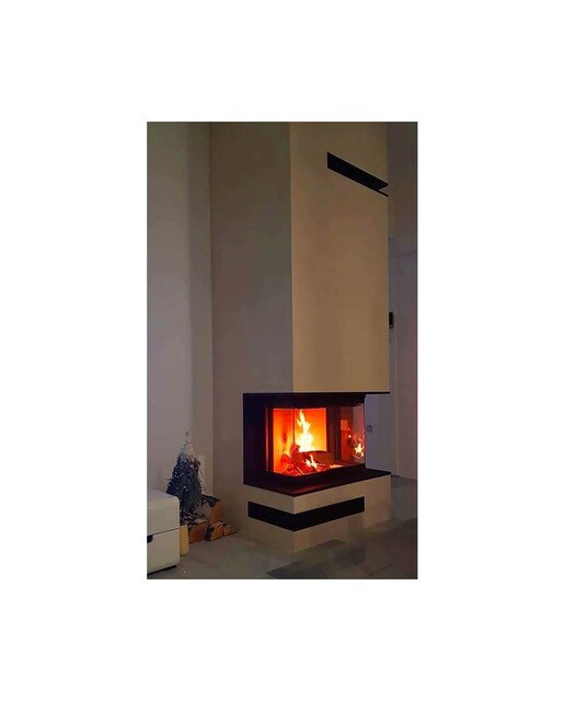 Chimenea Leña Heat 3CF3G80/31 Frontal Cristal Dividido Negro / Gris-3