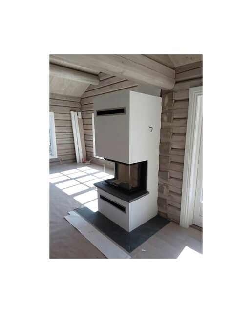 Chimenea Leña Heat 3CF3G80/31 Frontal Cristal Dividido Negro / Gris-4
