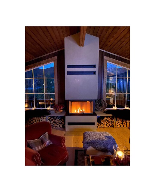 Chimenea Leña Heat 3CF3G80/31 Frontal Cristal Dividido Negro / Gris-5
