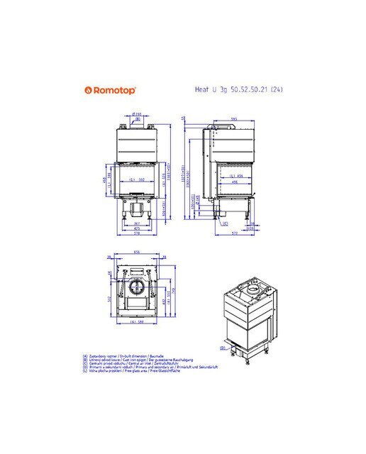 Chimenea Leña Heat RD3G 50/47 Separador Ambientes Negro / Gris-7