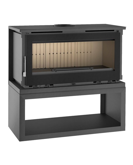 Estufa a Lenha Frontal com Lenheiro M-180 LK Negro-1