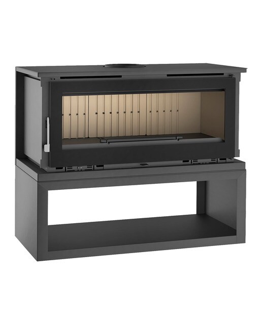 Estufa a Lenha Frontal com Lenheiro M-100 LK Negro-1