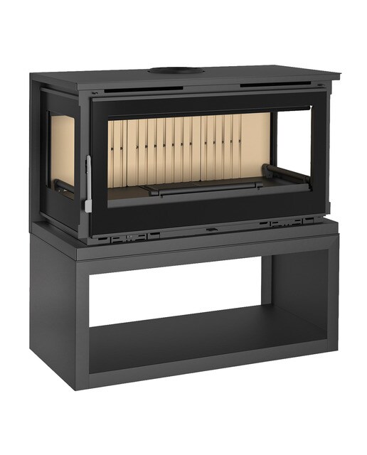 Estufa a Lenha Frontal 3 Faces com Lenheiro M-173 LK Negro-1