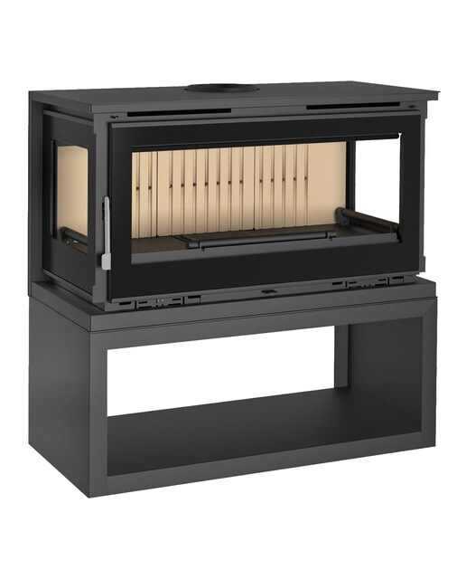 Estufa a Lenha Frontal 3 Faces com Lenheiro M-183 LK Negro-1