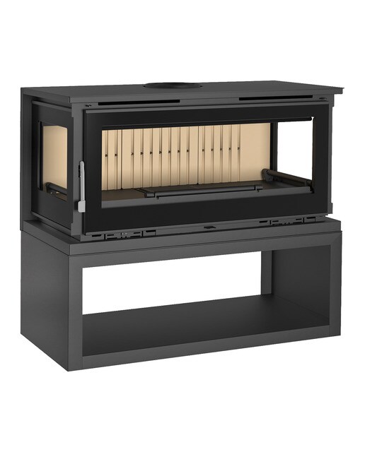 Estufa a Lenha Frontal 3 Faces com Lenheiro M-103 LK Negro-1