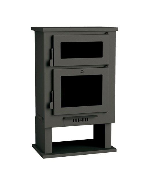 Estufa a Lenha Frontal com Forno e Lenheiro CH-3 Negro-1