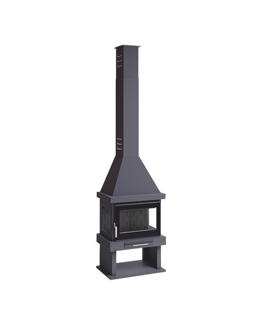 Lareira a Lenha Frontal 3 Faces C-303 TFK Negro-1