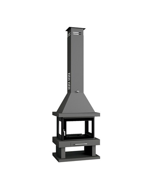 Lareira a Lenha Central 4 Faces C-104 K Negro-1