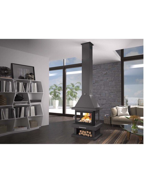 Lareira a Lenha Central 4 Faces C-104 K Negro-2