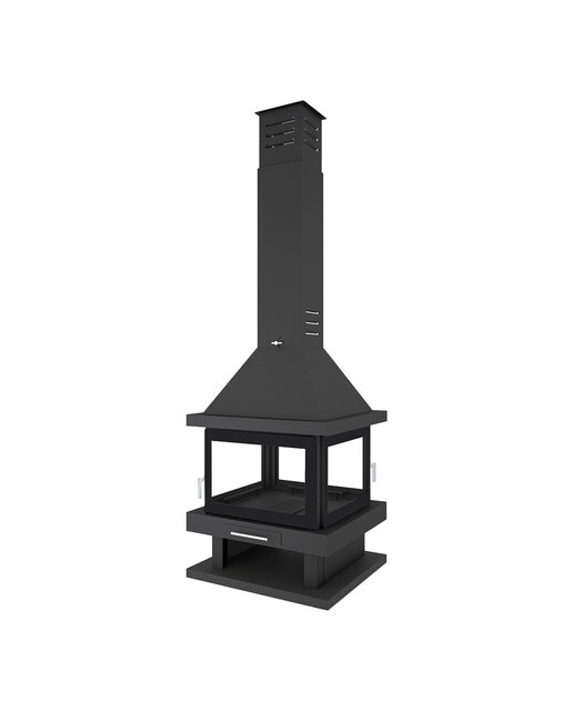 Lareira a Lenha Central 4 Faces C-204 K Negro-1