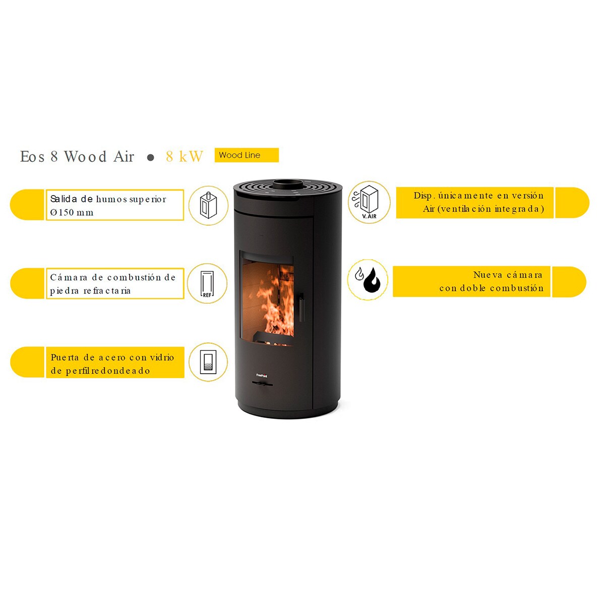 Estufa de leña Eos de 8 kw Negro-3