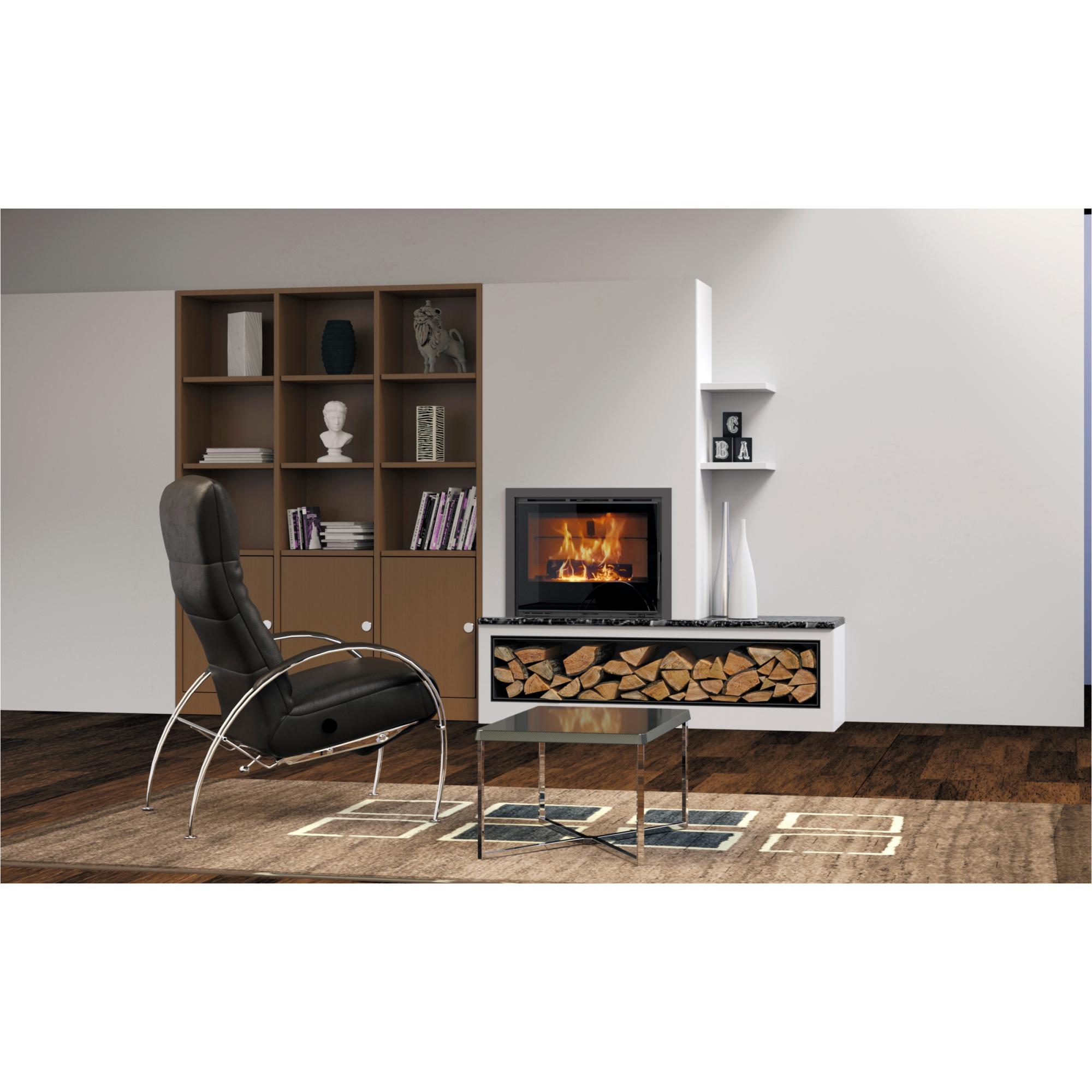 Chimenea insertable de leña de 70 cm de ancho, con dos ventiadores I70 Gris Antracita-3
