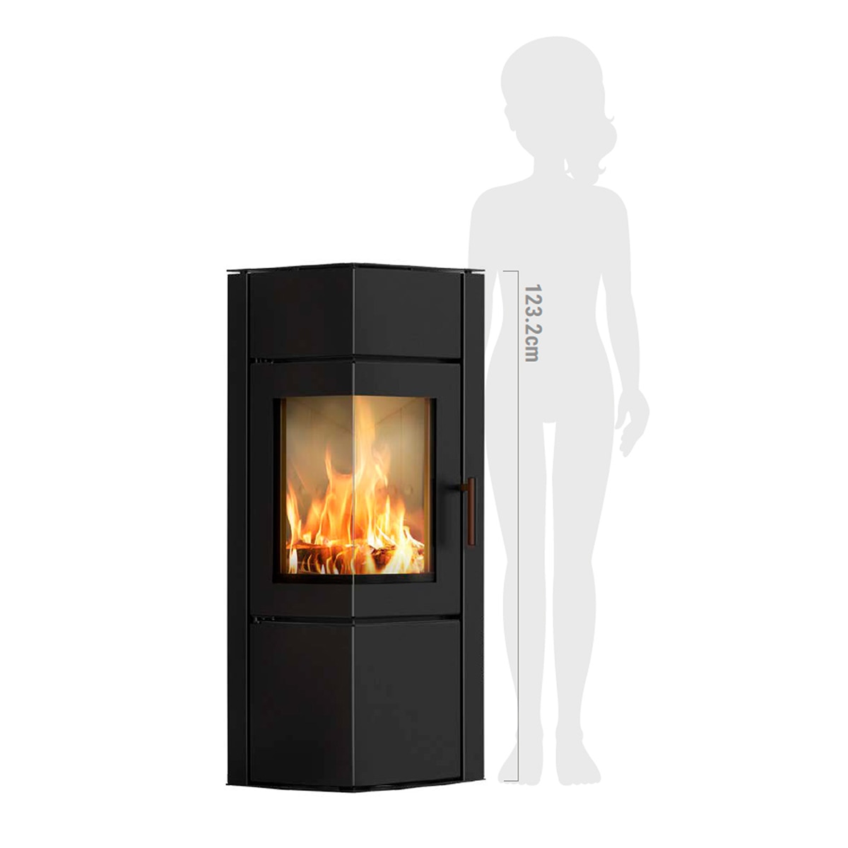 Estufa de leña Golfo 8 kW Pauheat con diseño panorámico Negro-4