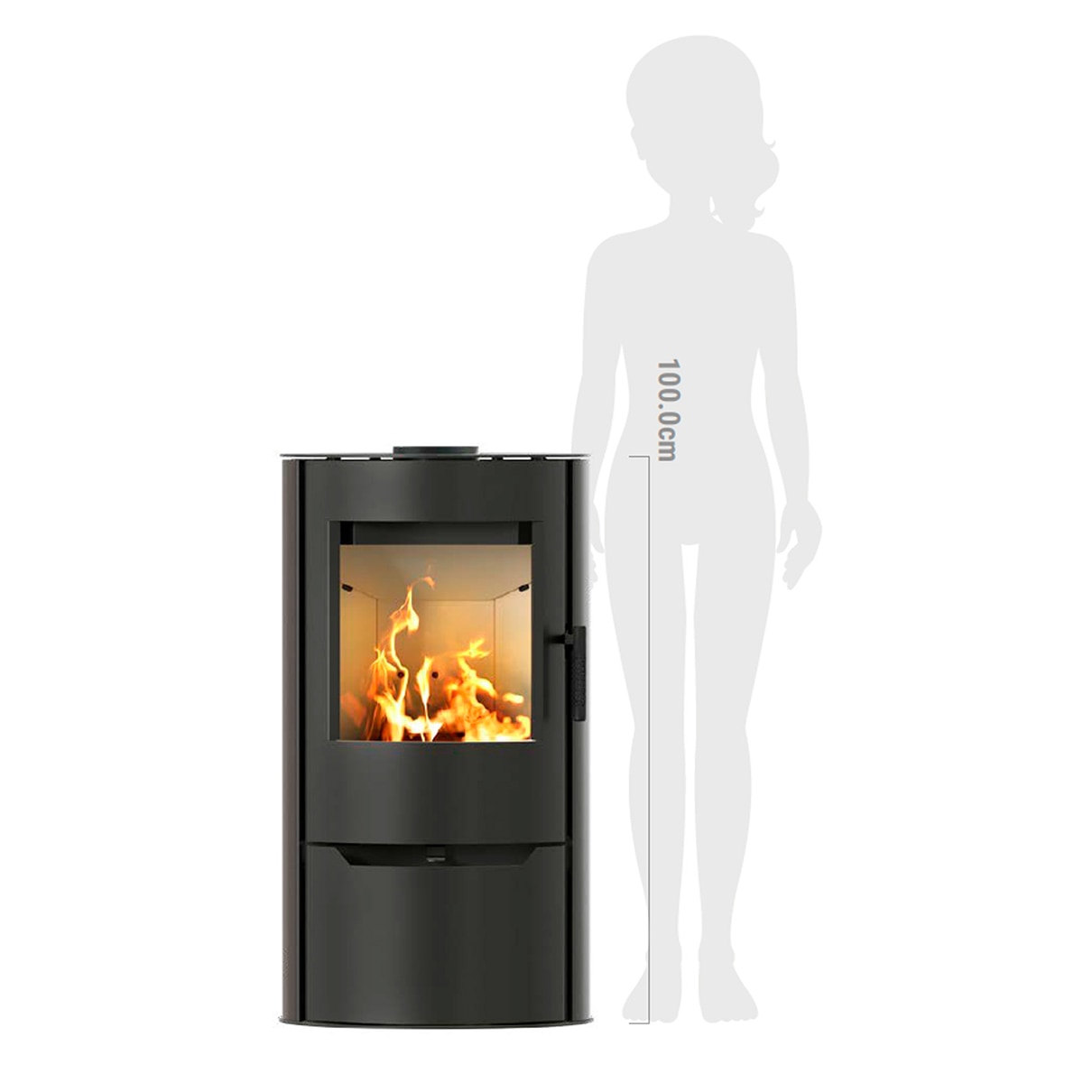 Estufa de leña Lago 7 kW Pauheat con cristal panorámico Negro-7