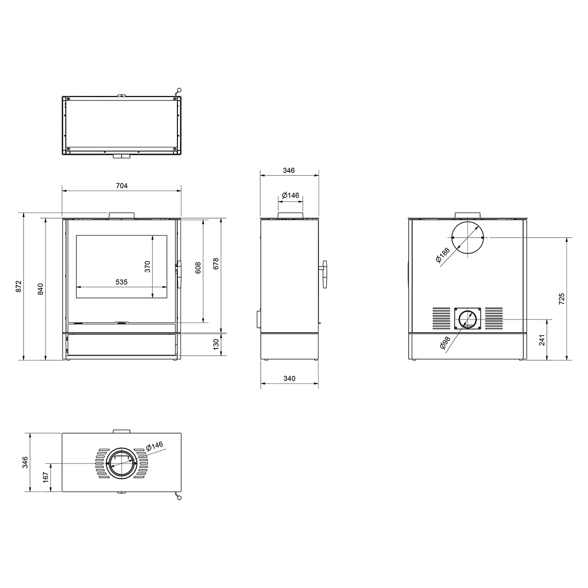 Estufa de leña Naan 8 kW Pauheat con diseño panorámico Negro-2