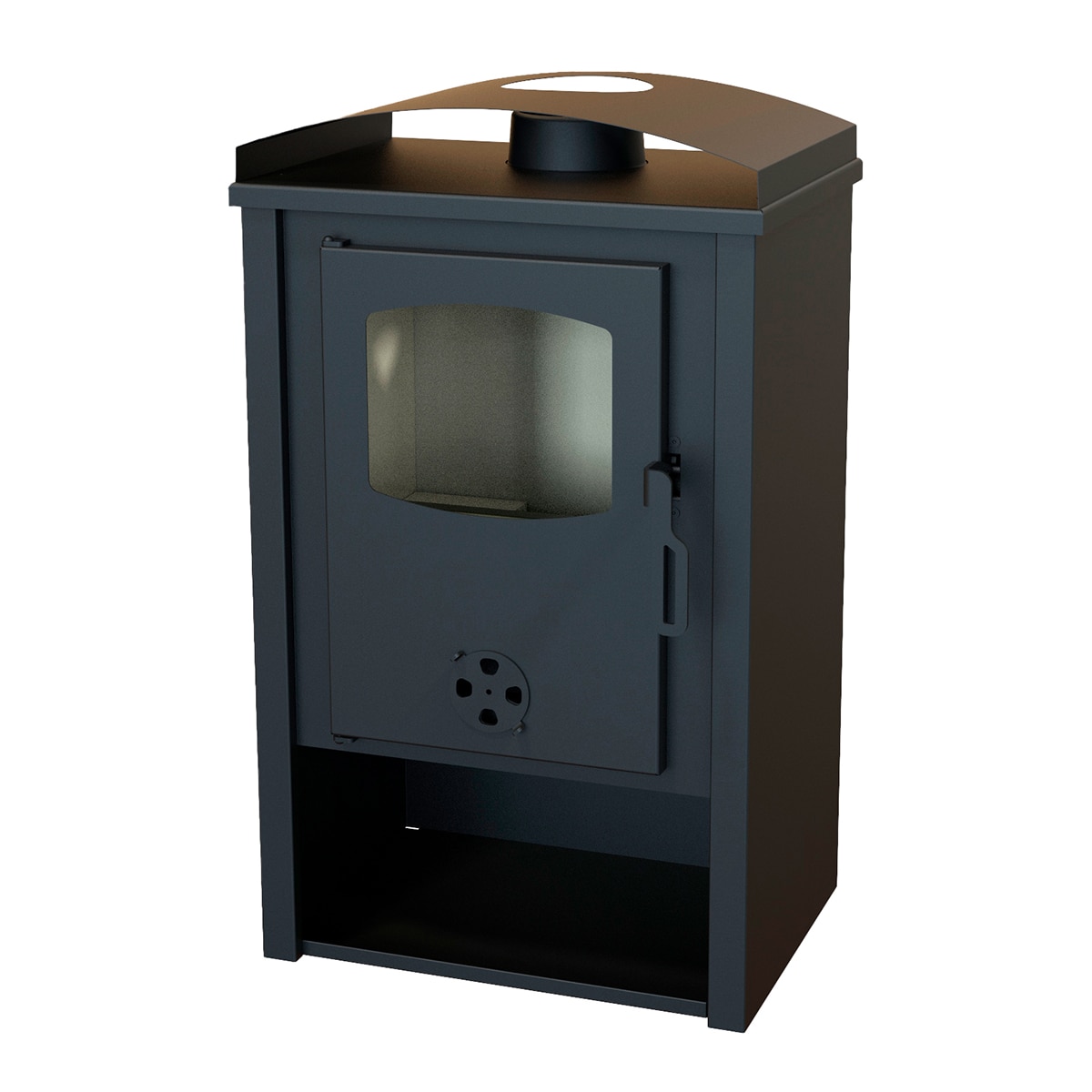 Imagen 0 de Estufa de leña 7 kW Clase A compacta con leñero y salida de 120 mm