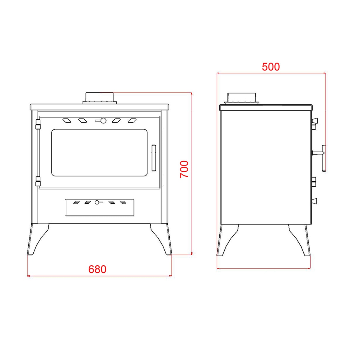 Estufa de leña 12.7 kW Clase A con opción de rejilla para cocinar Negro-2