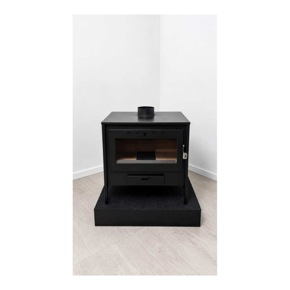 Estufa de leña 12.7 kW Clase A con opción de rejilla para cocinar Negro-4