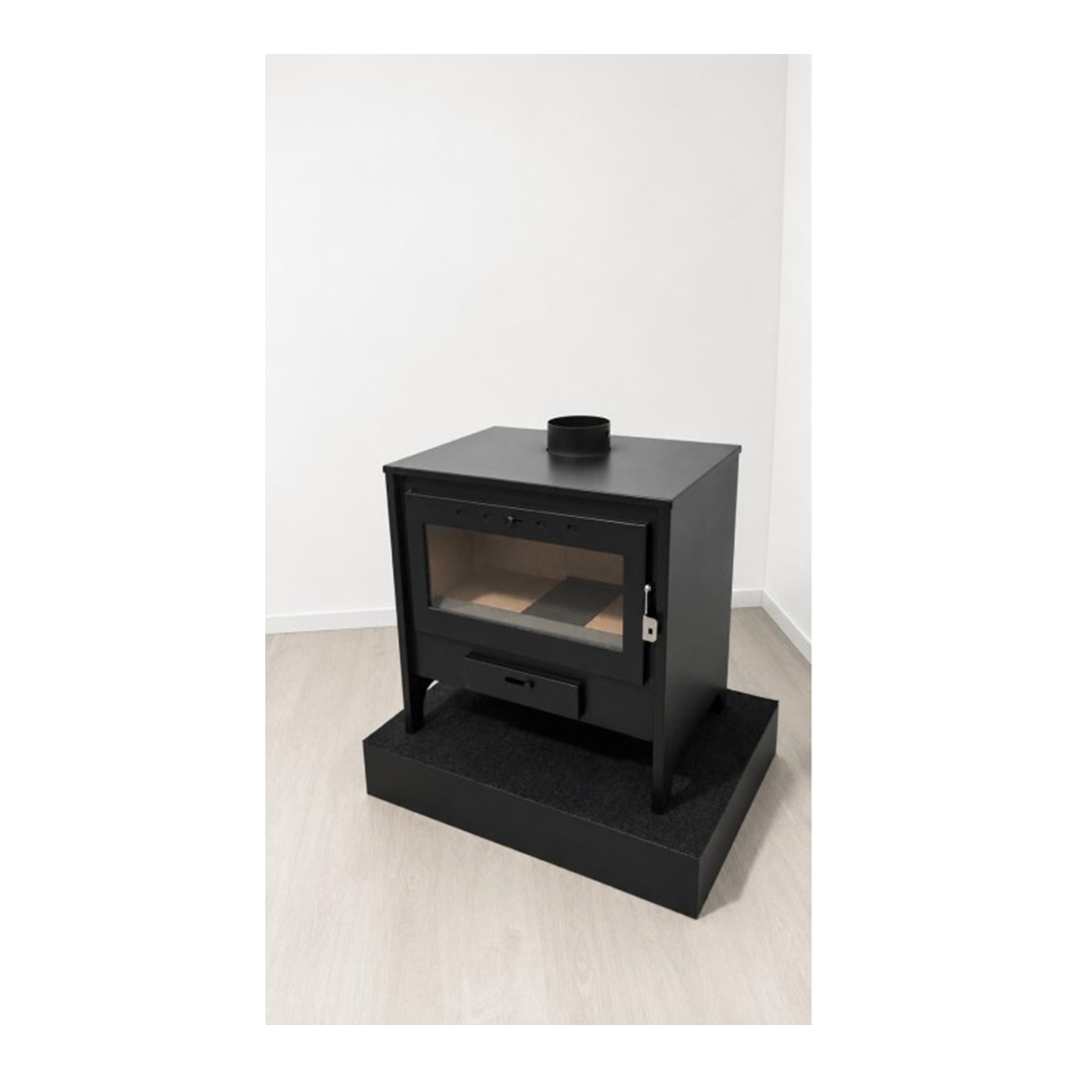 Estufa de leña 12.7 kW Clase A con opción de rejilla para cocinar Negro-5
