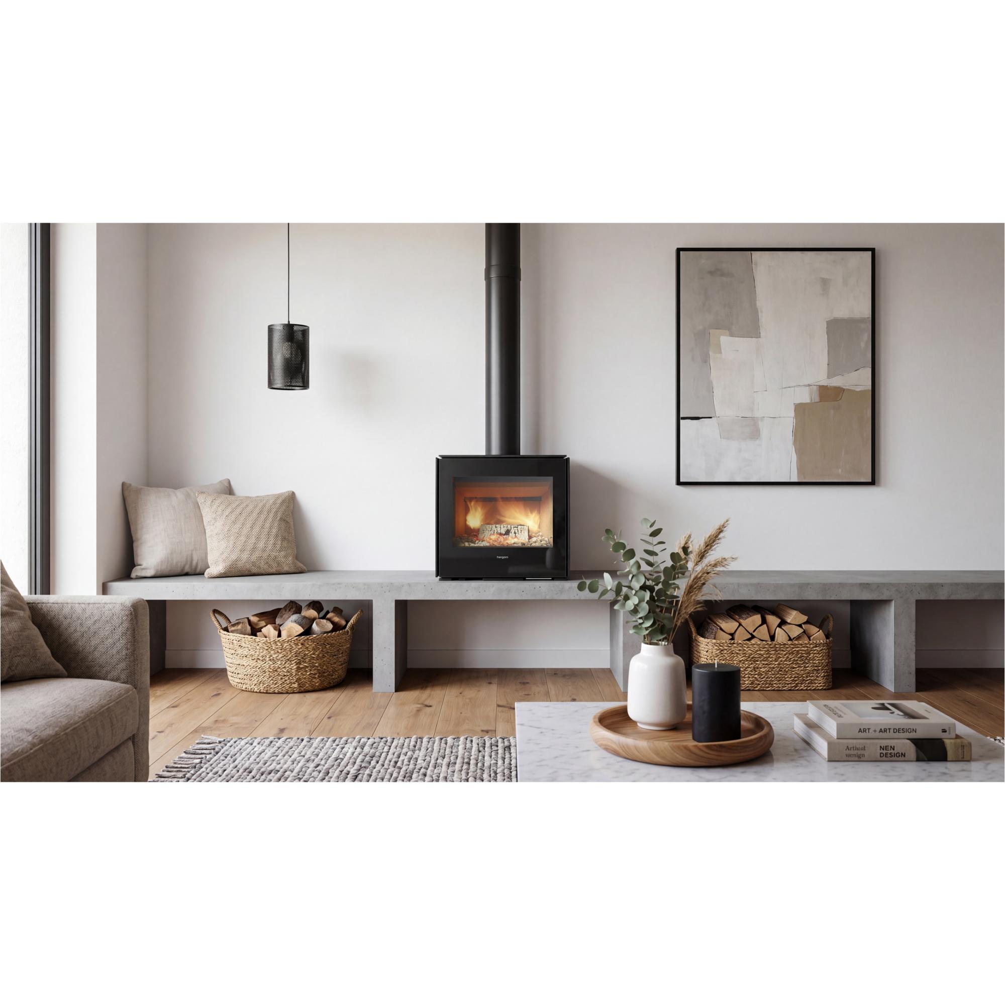 Estufa de leña interior Glance MWB con doble cuerpo de hierro fundido 4