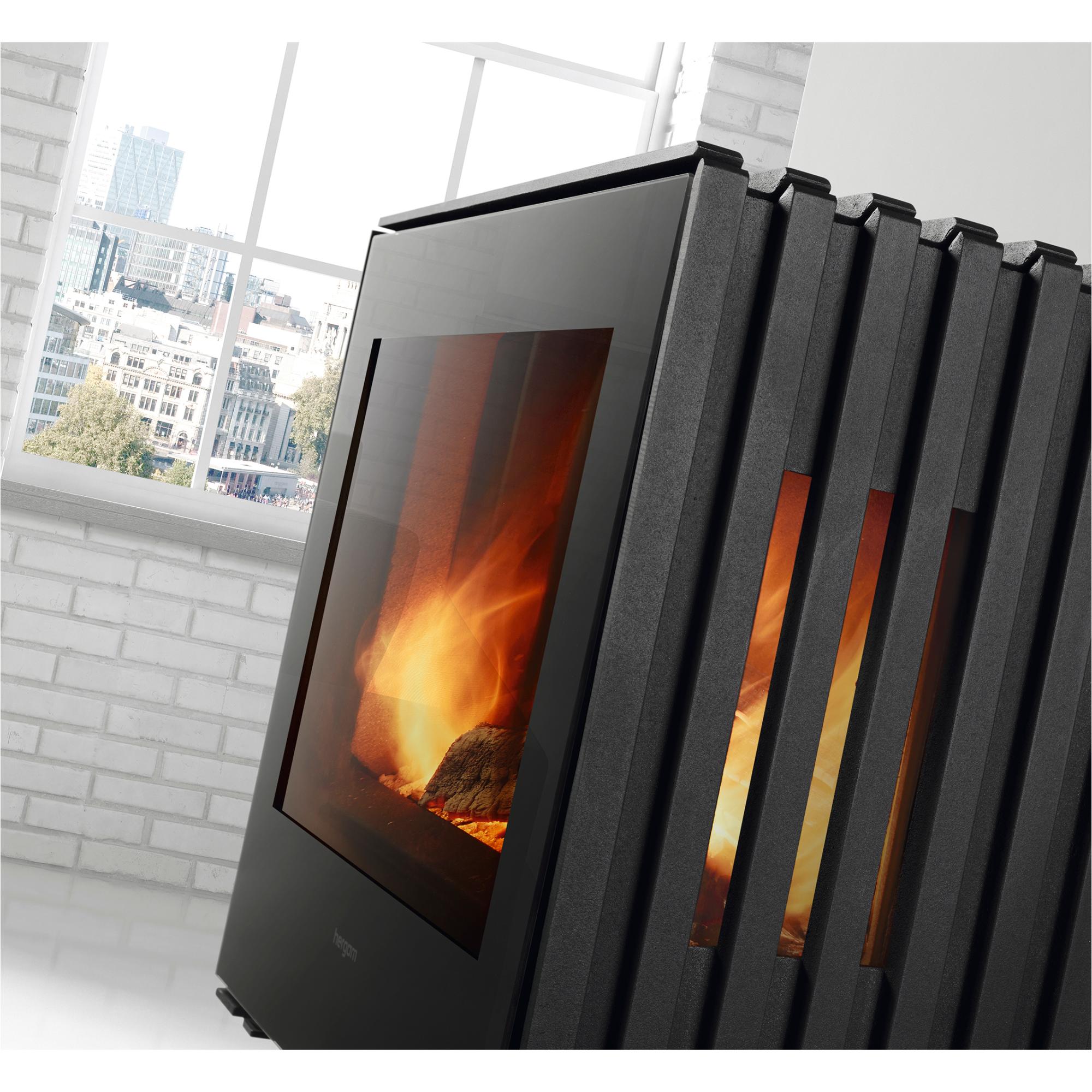Estufa de leña interior Glance MWB con doble cuerpo de hierro fundido 5