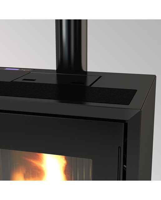 Estufa Pellets Stand Wood Airtight Wi-Fi 9,3 kW Negro / Madera-3