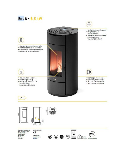 Estufa a Pellets Eos 8,5 kW Preto-7