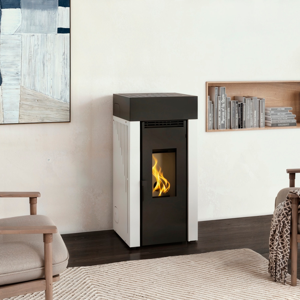 Estufa de Pellet Canalizable BP-201 Burdeos Interior en Vermiculita Negro-2