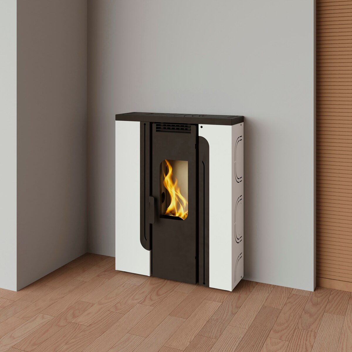 Estufa de Pellet Pasillo BP-300 Burdeos-Negro Interior en Vermiculita Negro-2