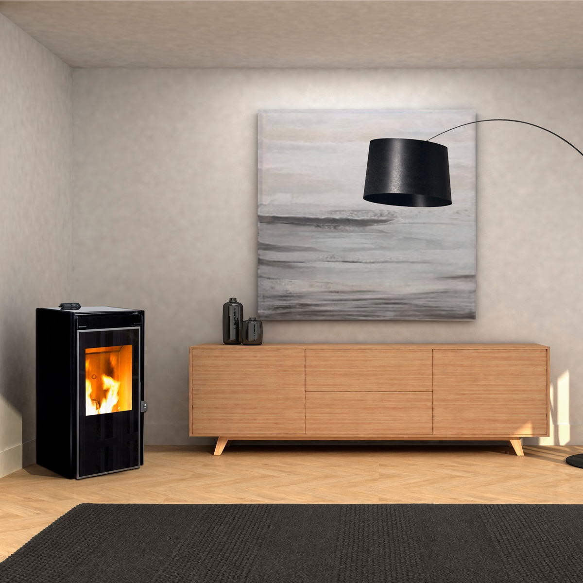 Estufa pellet Moon II Black 7,5Kw Negro-3
