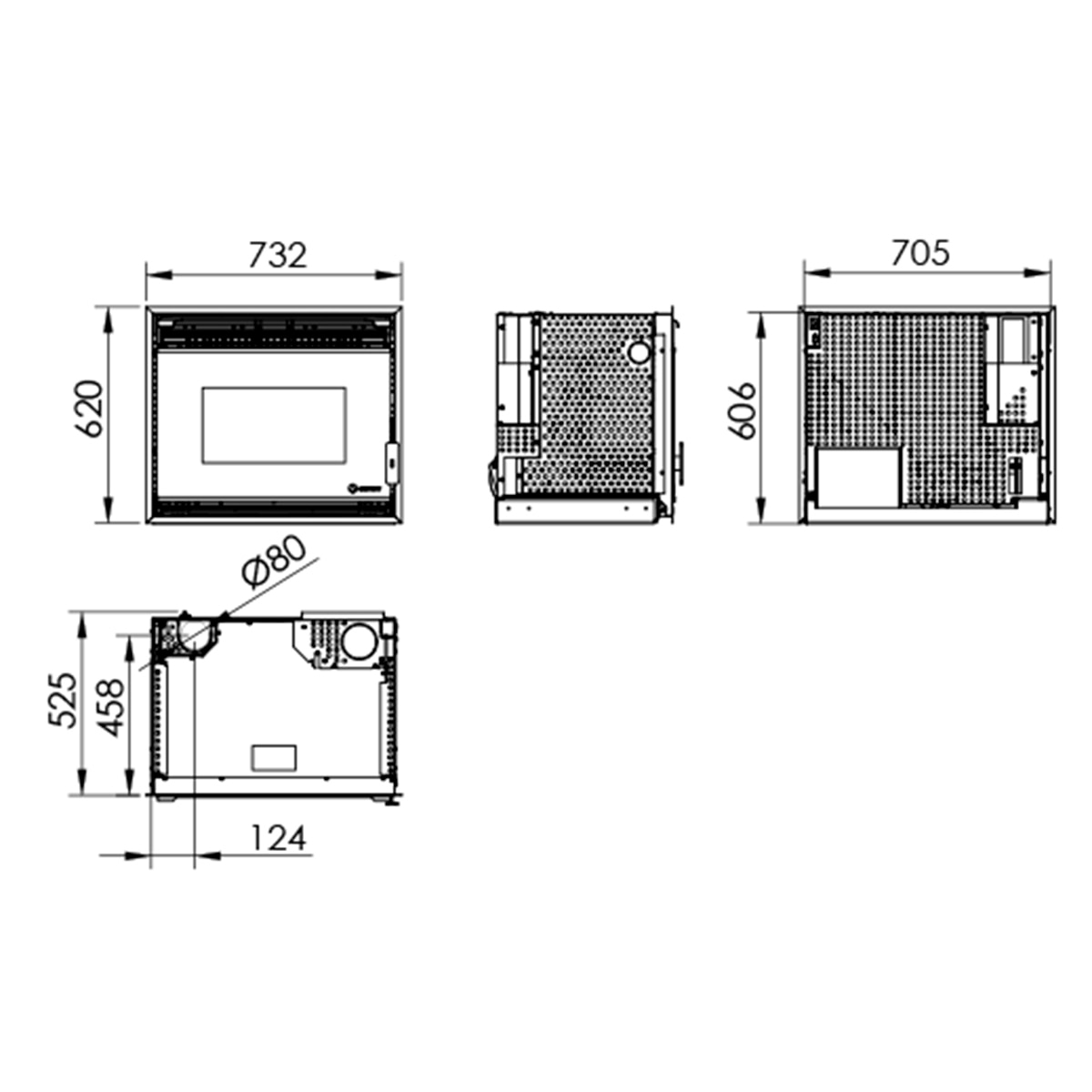 Estufa pellet insert Córdoba 12Kw Negro-4