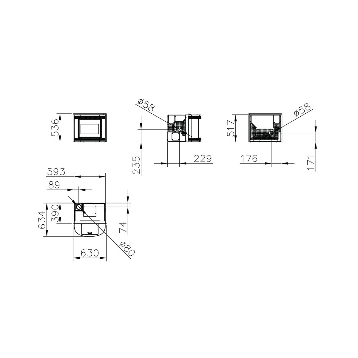 Estufa pellet insert Eco Mini 8Kw Negro-3