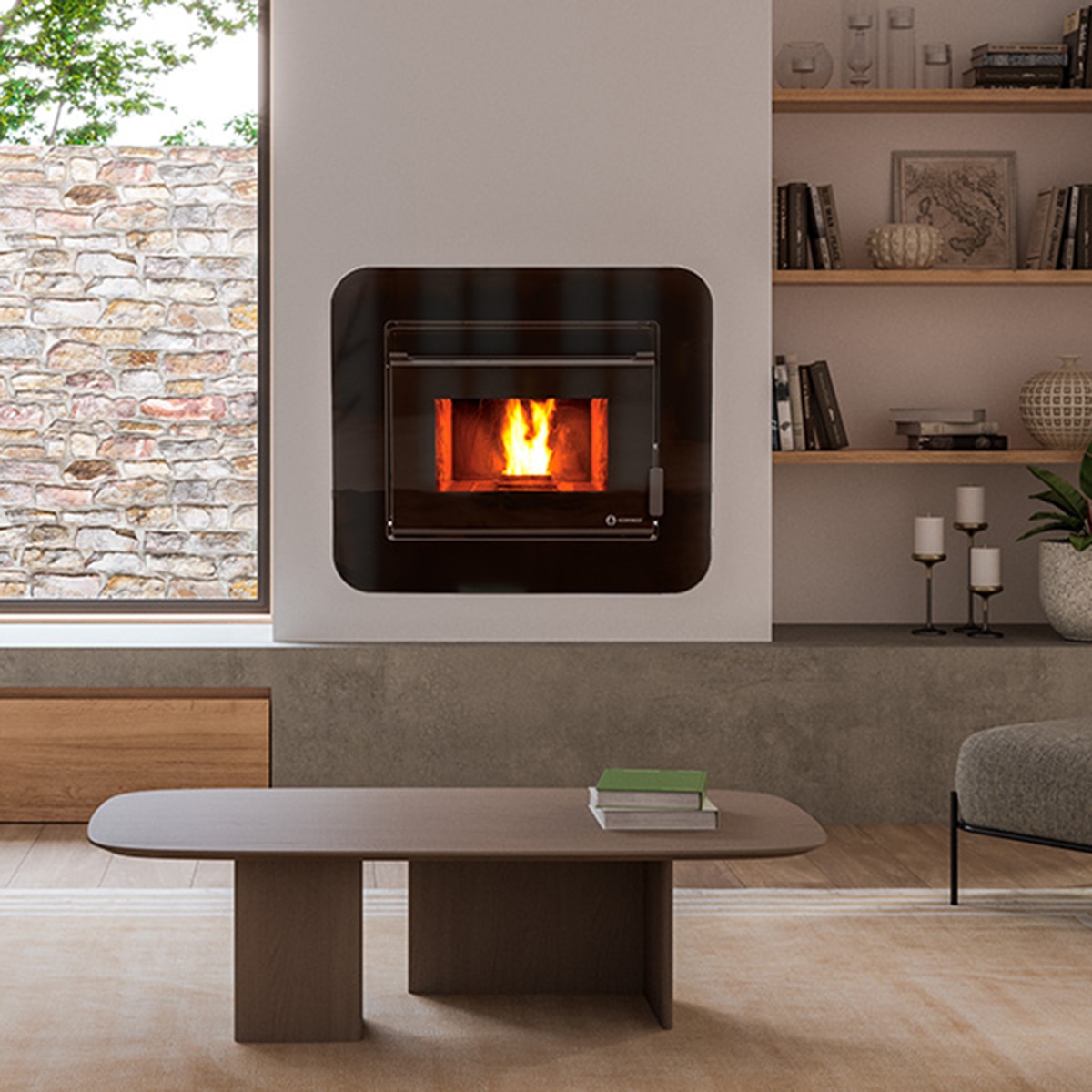 Estufa pellet insert Córdoba Glass 12Kw Cristal negro-2