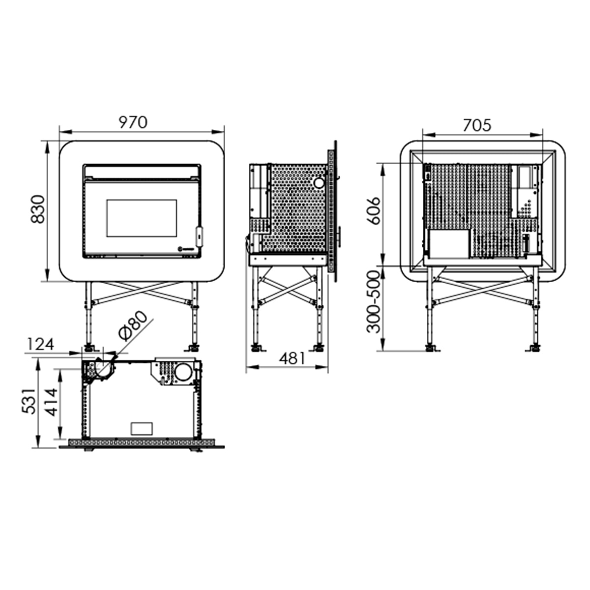 Estufa pellet insert Córdoba Glass 12Kw Cristal negro-3