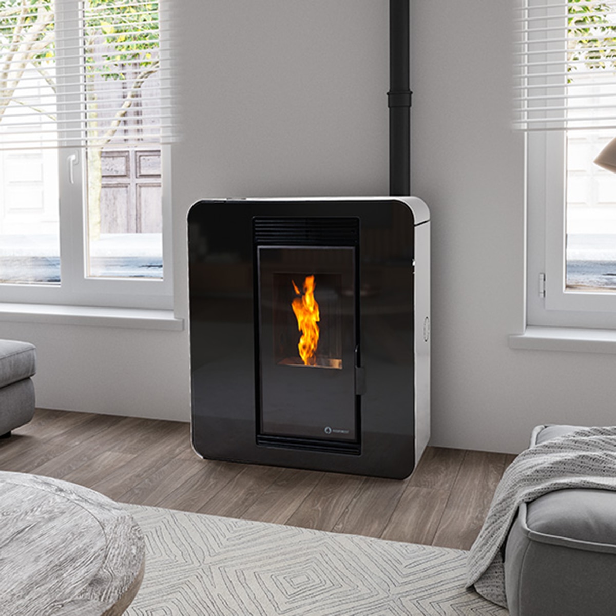 Estufa pellet canalizable Bolonia Blanca  10Kw Blanco-3