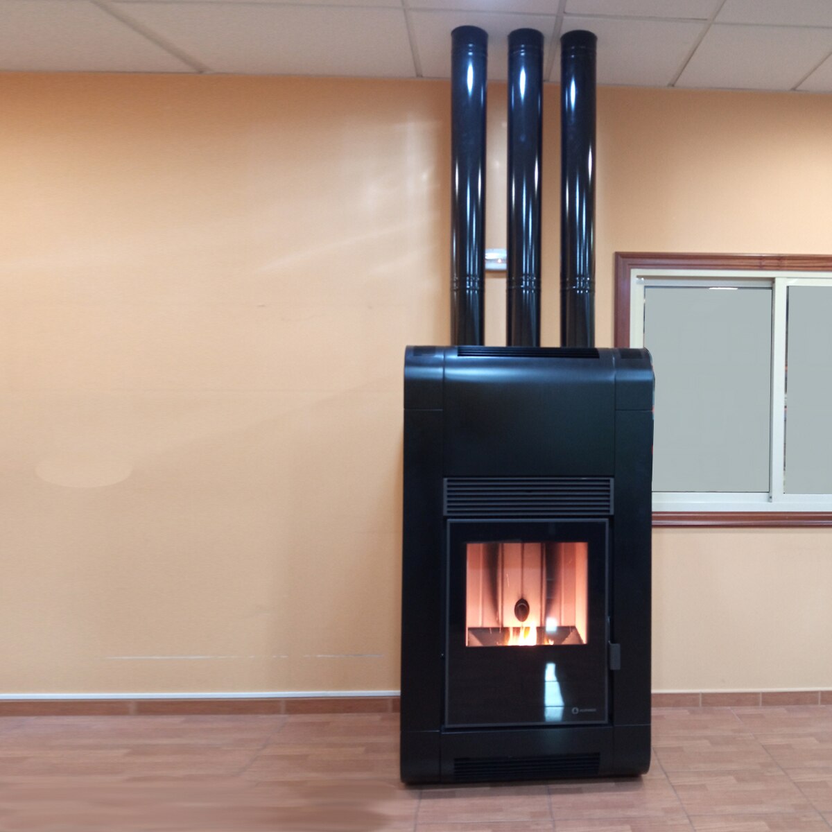 Estufa pellet canalizable Oslo Black 30Kw Negro-2