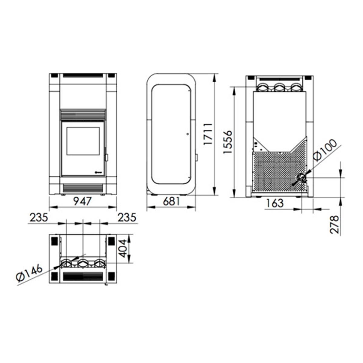 Imagen 0 de Estufa pellet canalizable Oslo Blanca30Kw