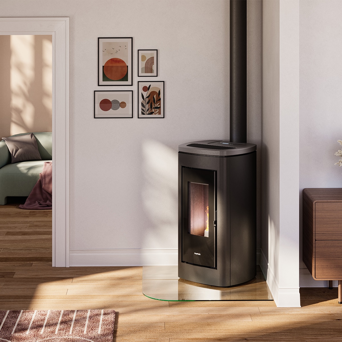 Estufa de pellet canalizable Eclipse Plus 11 de 10,5 kW Antracita-3