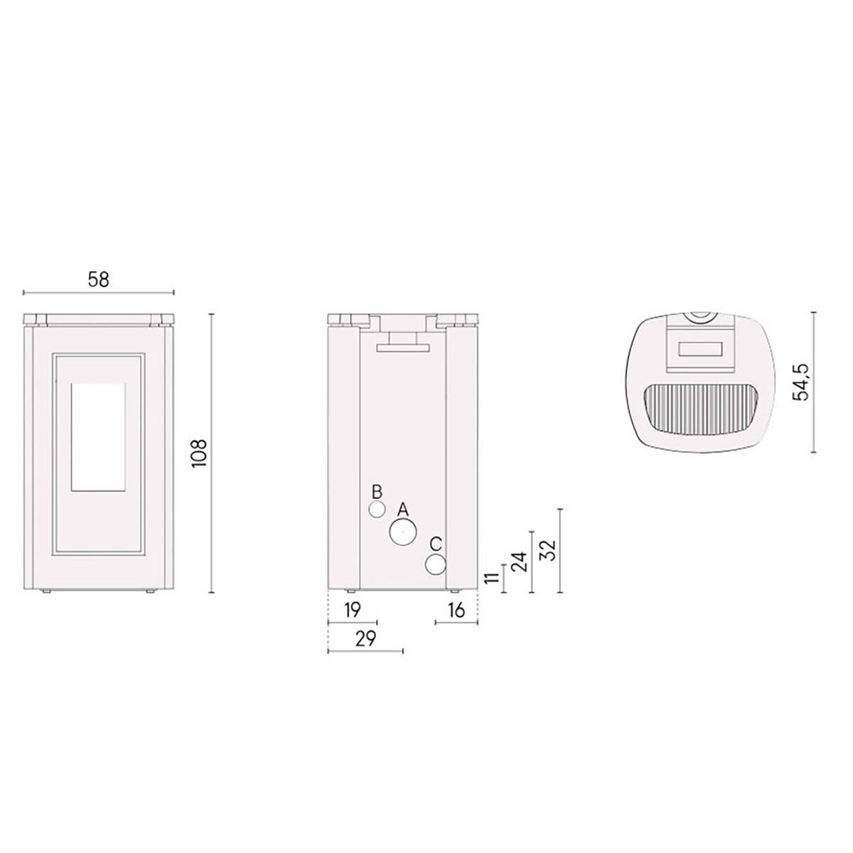 Estufa de pellet canalizable Eclipse Plus 11 de 10,5 kW Titanio-2