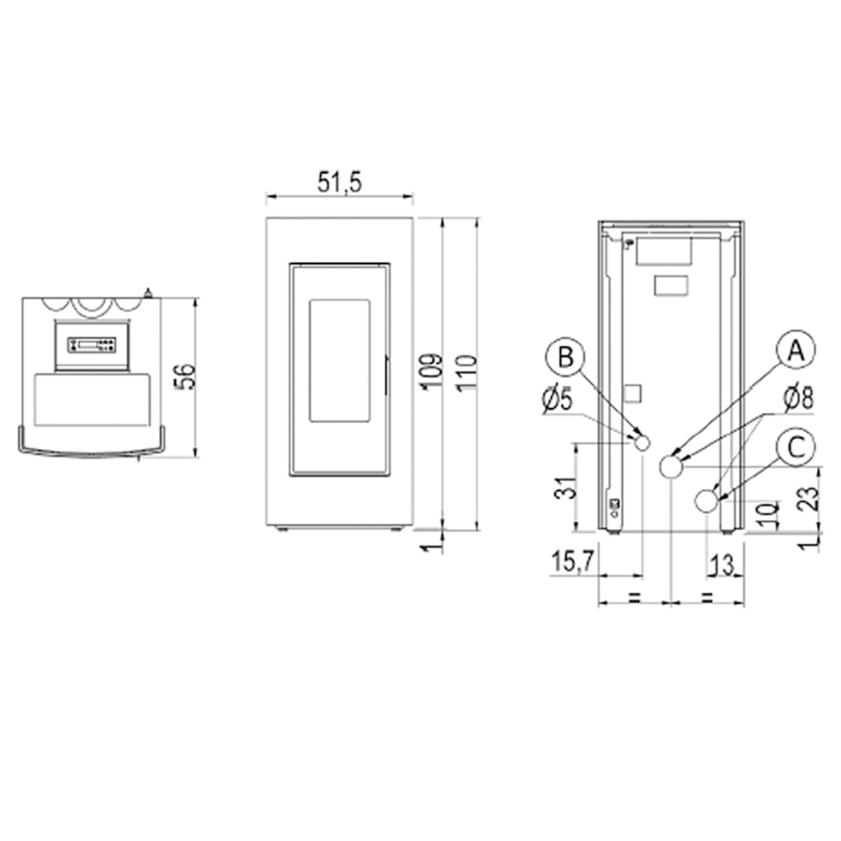 Estufa de pellet estanca canalizable Go 11 de 10,5 kW Blanco-2