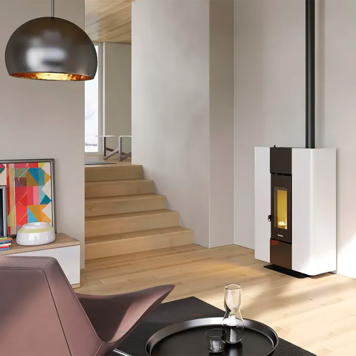 Estufa de pellet Roxy Stand 7kW Blanco-4