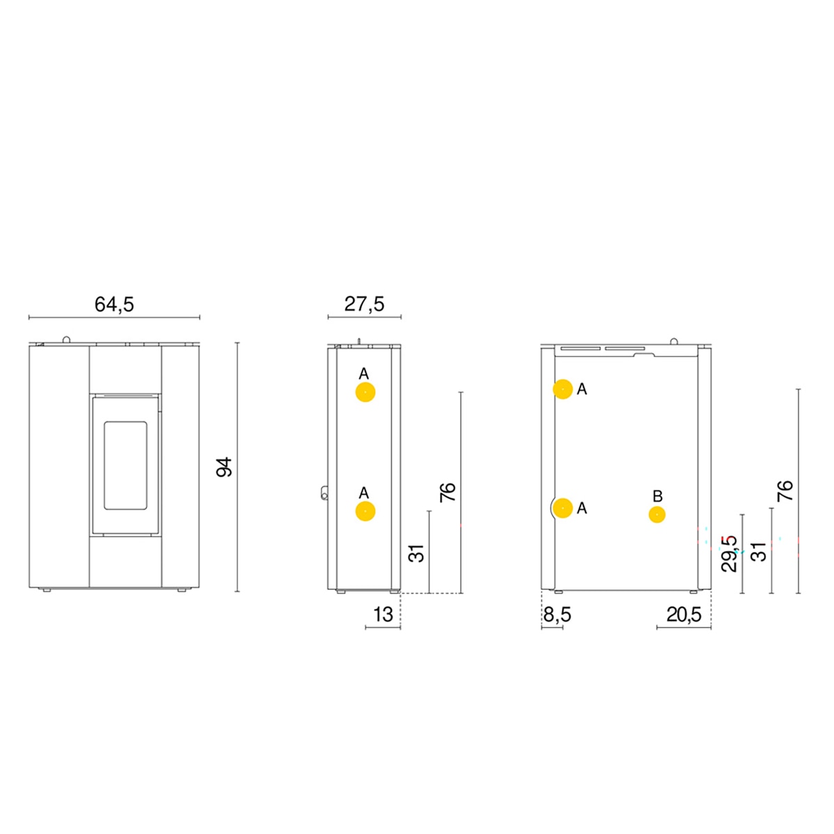 Estufa de pellet pasillo Atrium de 5,2 kW Antracita-4