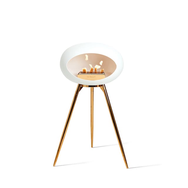 Imagen 0 de Biochimenea Bioetanol Ground High Cúpula Blanca - Bol Dorado - Patas doradas