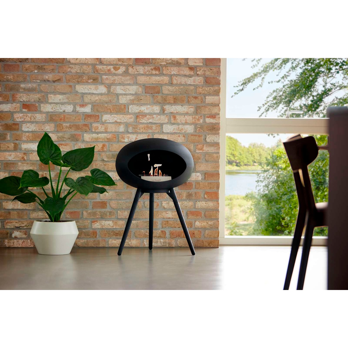 Biochimenea Bioetanol Ground Low Cúpula com Patas Negro / Negro / Negro-3