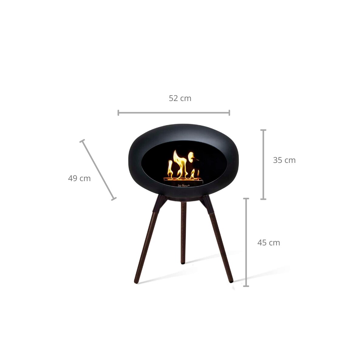 Biochimenea Bioetanol Ground Low Cúpula com Patas Negro / Negro / Negro-9