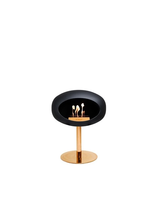 Imagen 0 de Biochimenea Bioetanol Ground Steel Low Cúpula Negra - Poste Dorado - Plato Dorado