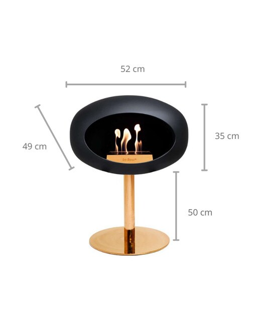 Biochimenea Bioetanol Ground Steel Low Cúpula Negra - Poste Dorado - Plato Dorado Negro / Dorado-9