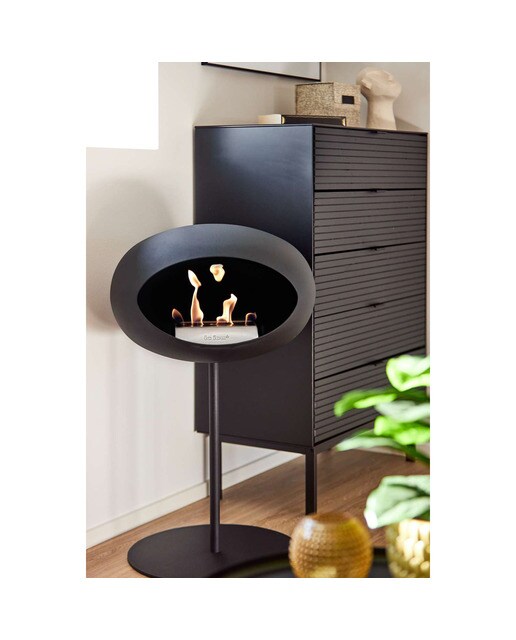 Biochimenea Bioetanol Ground Steel Low Cúpula Negra - Poste Negro - Plato Negro Negro-2