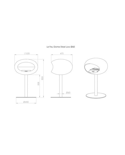 Biochimenea Bioetanol Ground Steel Low Cúpula Negra - Poste Negro - Plato Negro Negro-6